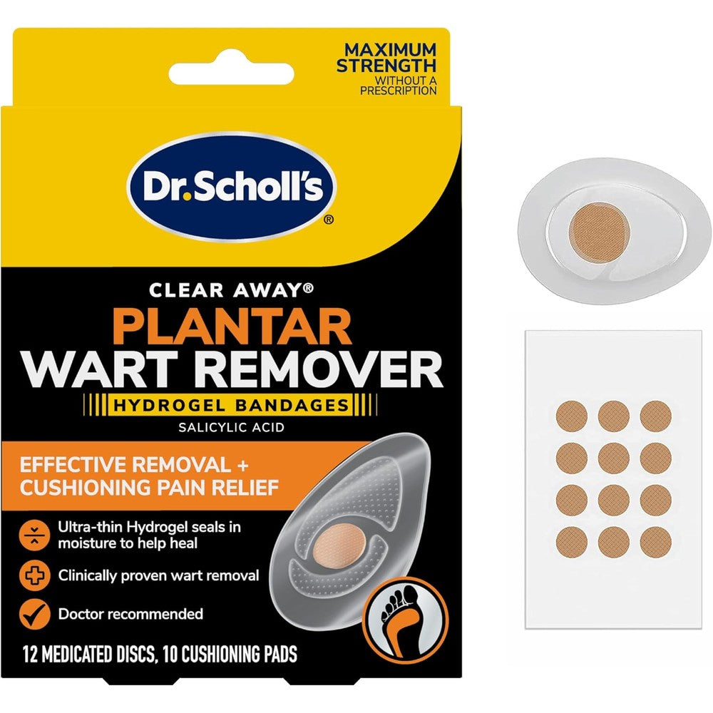 Dr. Scholl's Clear Away Plantar Wart Remover Hydrogel Bandages front packaging
