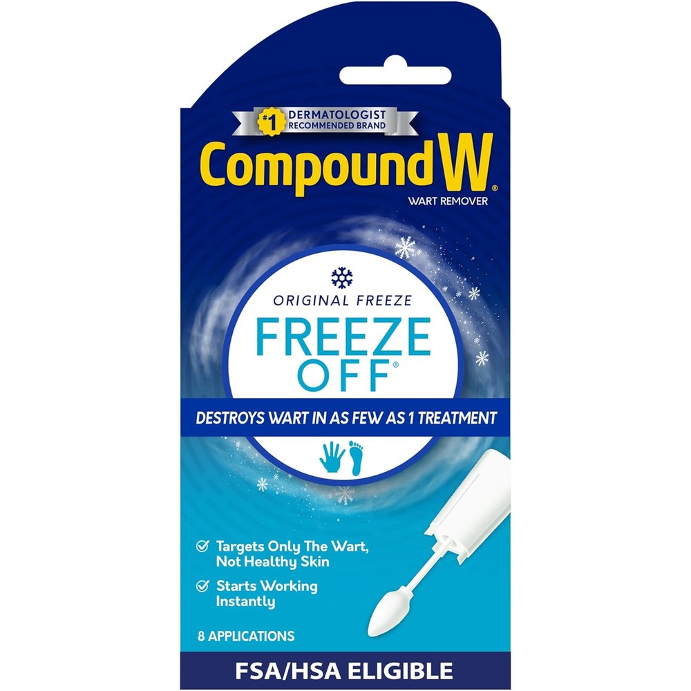 Compound W Freeze Off Wart Remover front packaging view for common and plantar warts.