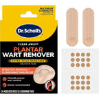 Dr. Scholl's Clear Away Plantar Wart Remover front packaging view for foot care.