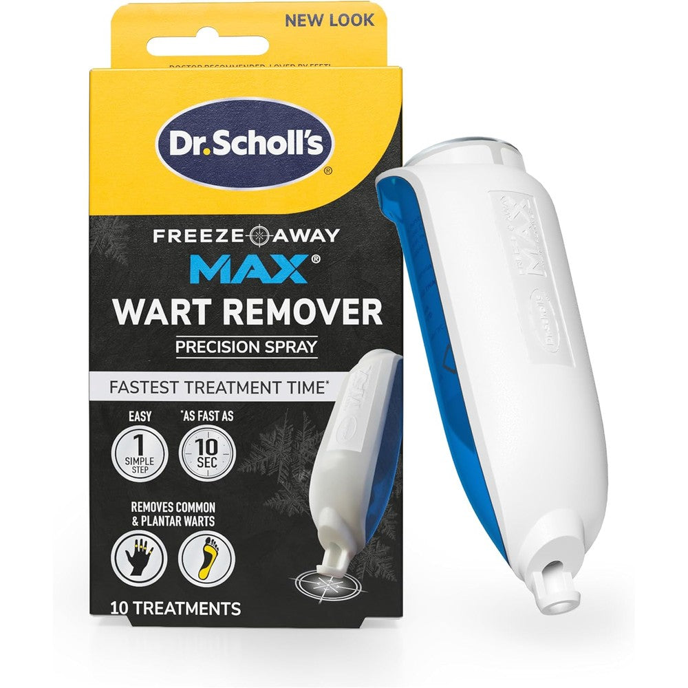 Dr. Scholl's Freeze Away Max Wart Remover front packaging for cryotherapy treatment.
