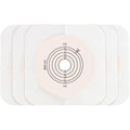 Steawoce 5 Pack Flat Ostomy Skin Barriers front view showing the 15-57mm cut to fit measuring guide scale.