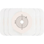 Steawoce 5 Pack Flat Ostomy Skin Barriers front view showing the 15-57mm cut to fit measuring guide scale.