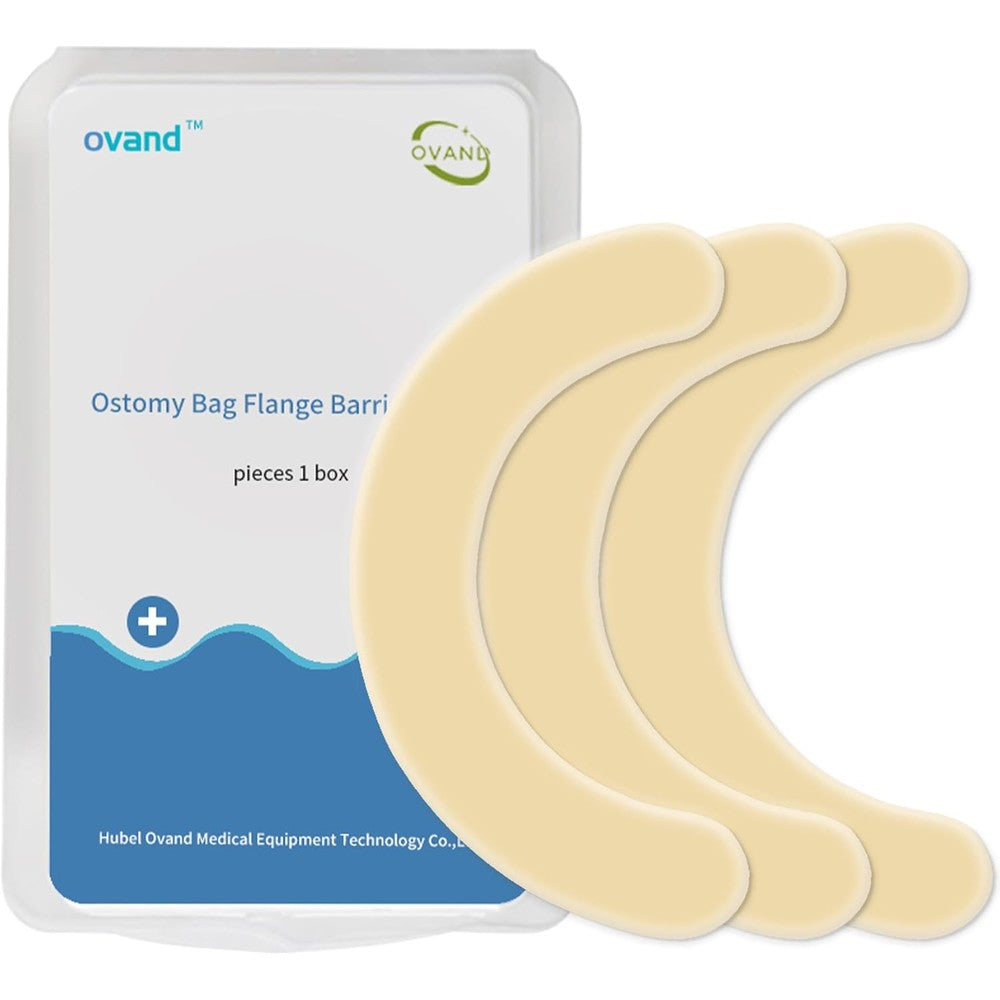 Ovand elastic ostomy barrier strips front view package for stoma bag leak protection