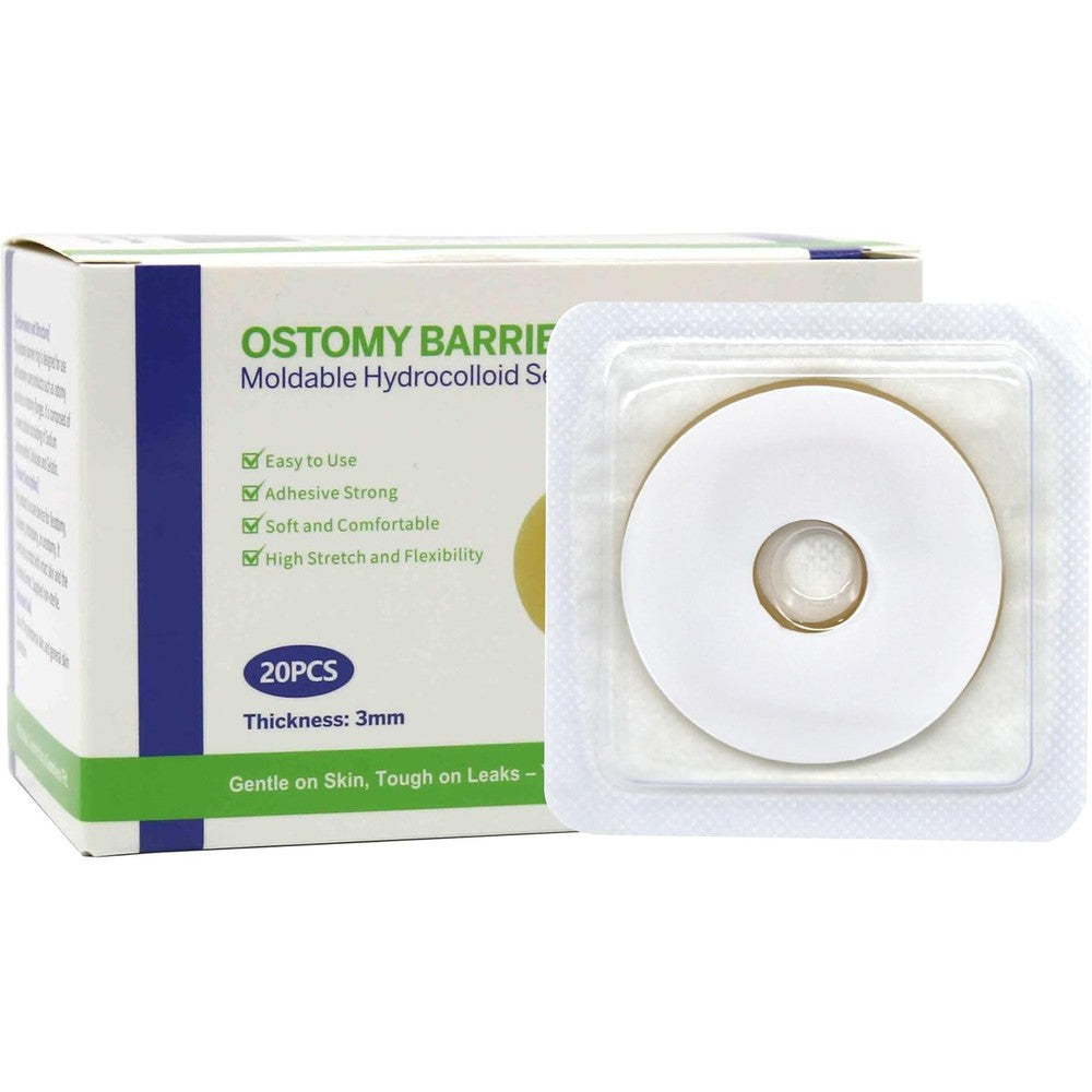 Filigan ostomy barrier rings front view of packaging box and moldable stoma seals