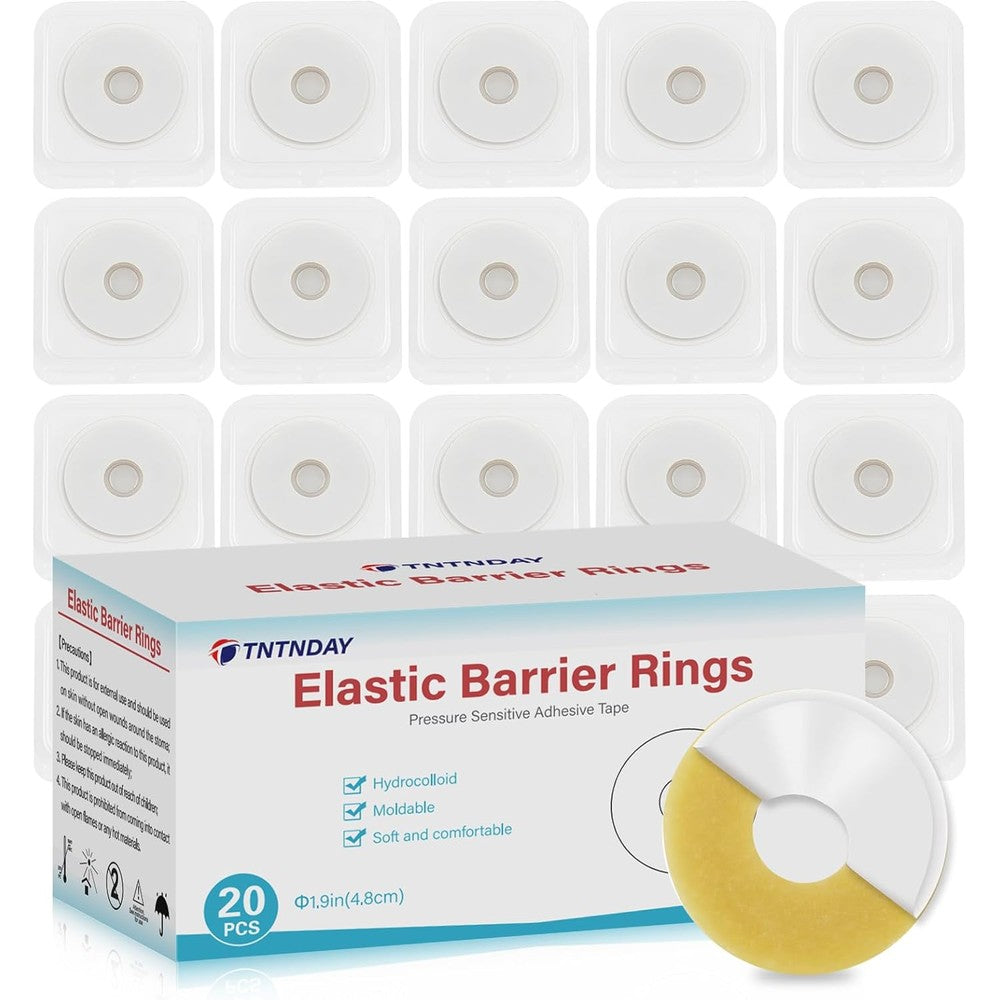 TNTNDAY Moldable Ostomy Barrier Rings front view showing medical hydrocolloid packaging.