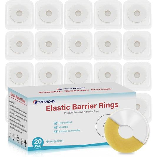 TNTNDAY Moldable Ostomy Barrier Rings front view showing medical hydrocolloid packaging.