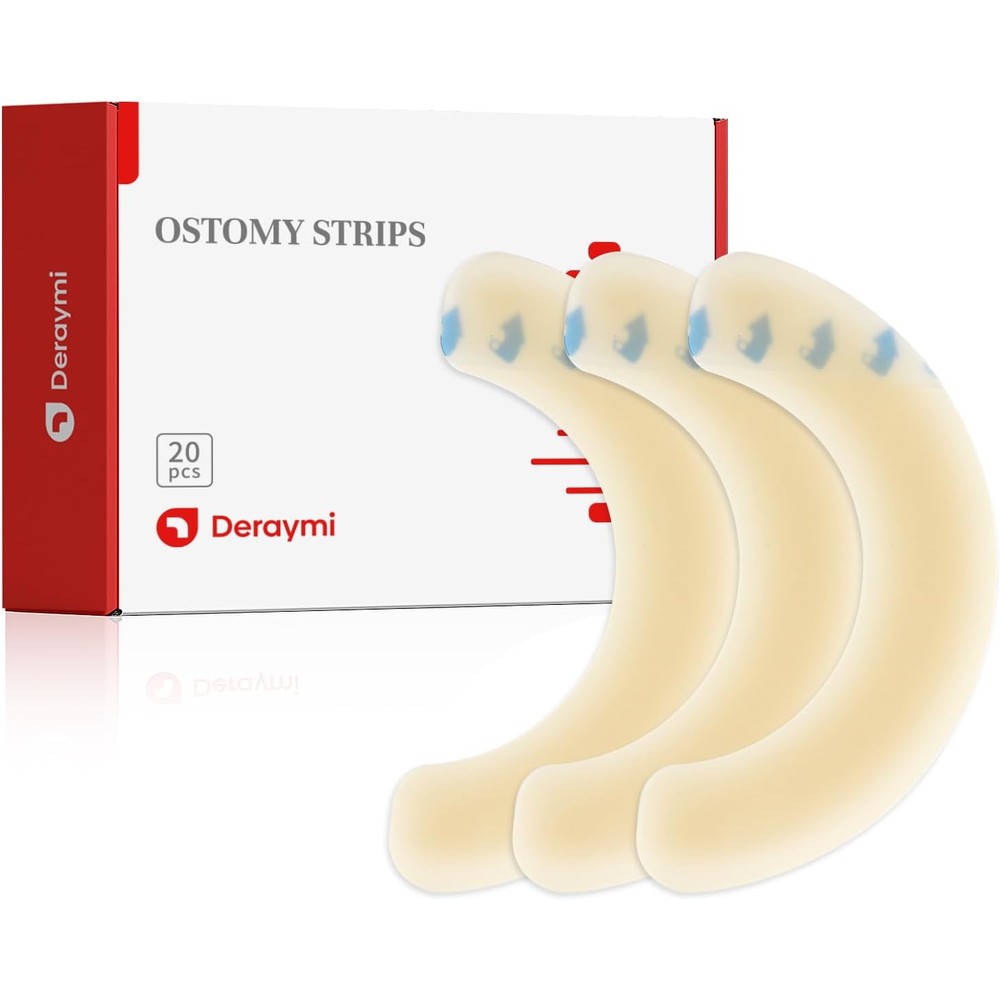 DERAYMI ostomy barrier strips pack front view for colostomy leak protection