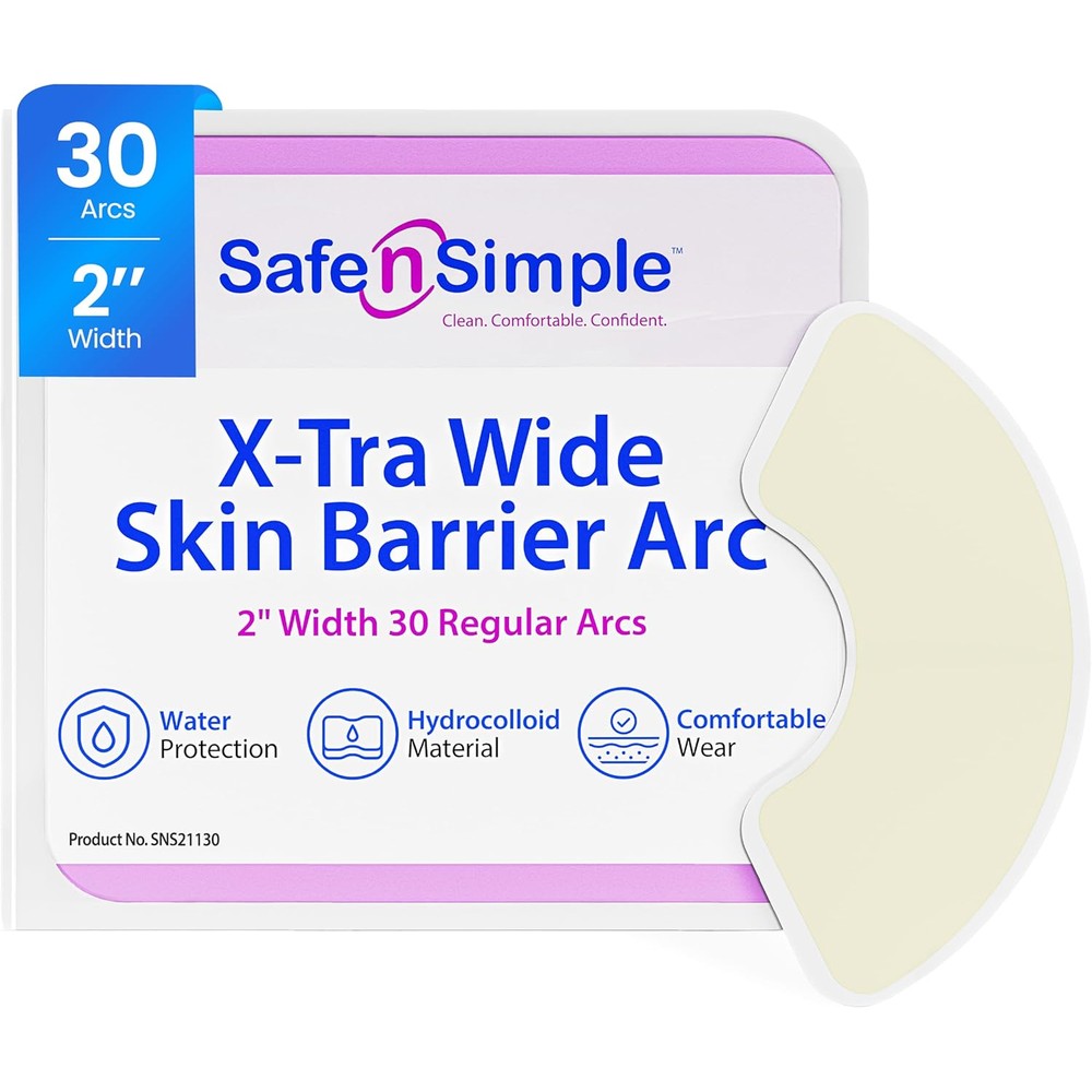 Safe n' Simple Extra Wide Skin Barrier Arc front packaging view showcasing thirty count box