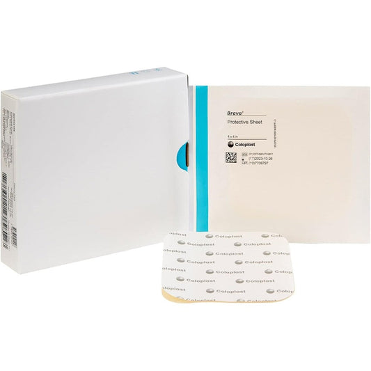 Coloplast Brava Stoma Skin Protective Sheet front view packaging box of ten
