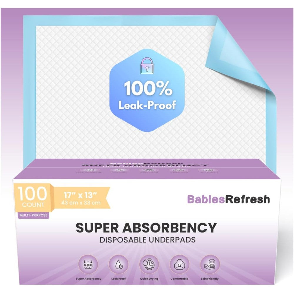 BabiesRefresh 100 Count Disposable Underpads Front View