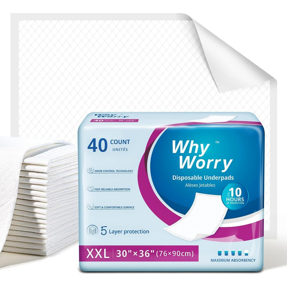 WhyWorry extra large disposable bed pads front packaging view