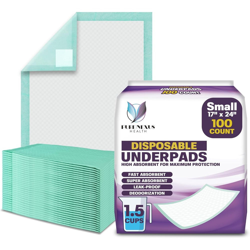 PureNexus Health disposable bed pads 100 count front packaging view