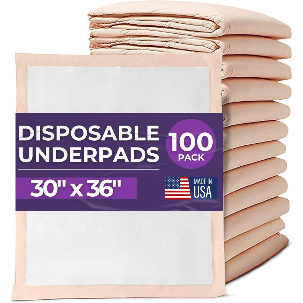 ProHeal premium disposable chucks underpads 100 count front packaging view showing product dimensions.