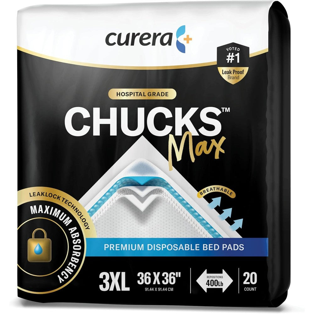 Curera Chucks MAX hospital bed pads disposable adult 3XL front packaging view