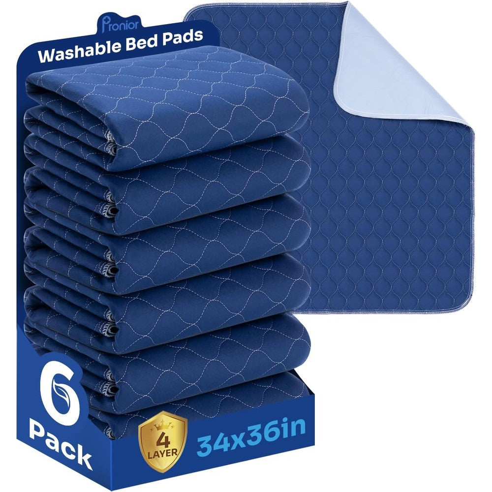 Pronior washable waterproof incontinence bed pads 6 pack front view