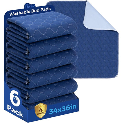 Pronior washable waterproof incontinence bed pads 6 pack front view