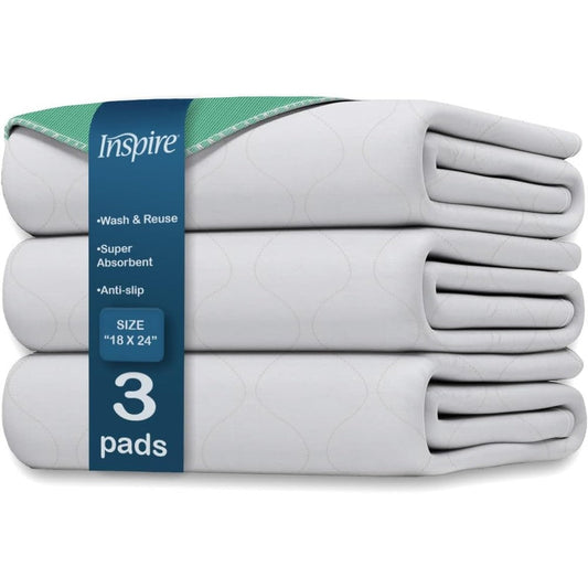 Inspire washable incontinence bed pads 3 pack front view