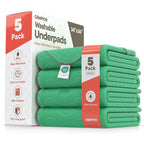 Campior washable underpads large five pack front view green waterproof bed pads for incontinence protection