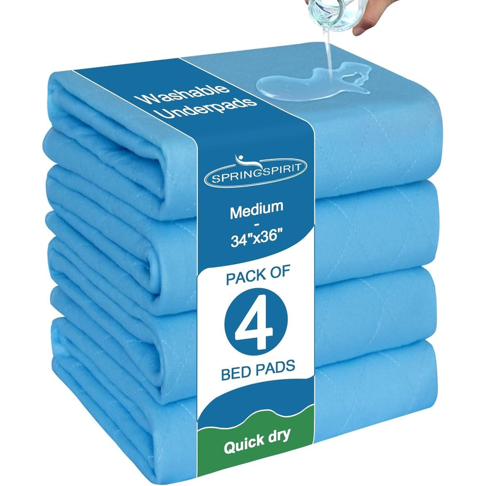 Springspirit 4-pack washable waterproof bed pads front view