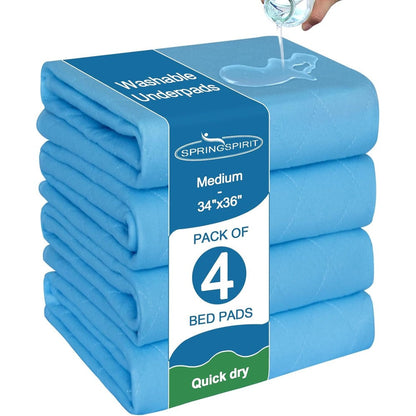 Springspirit 4-pack washable waterproof bed pads front view