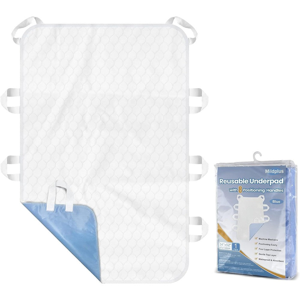 MILDPLUS washable bed pads front view with handles