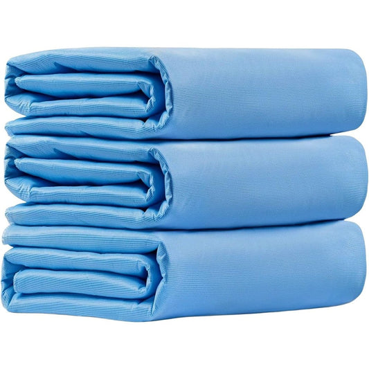 Vakly XL Washable Reusable Underpads 3 pack front view showing the blue quilted waterproof fabric surface