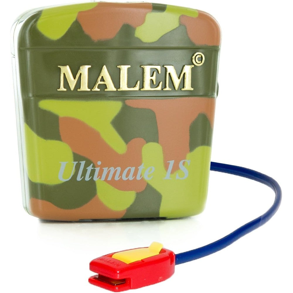 Malem Ultimate Selectable Bedwetting Alarm front view in camouflage pattern.