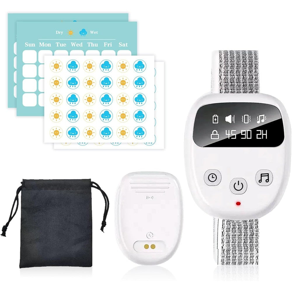 PILSAMAS Bedwetting Alarm front view wireless wristband for enuresis treatment.