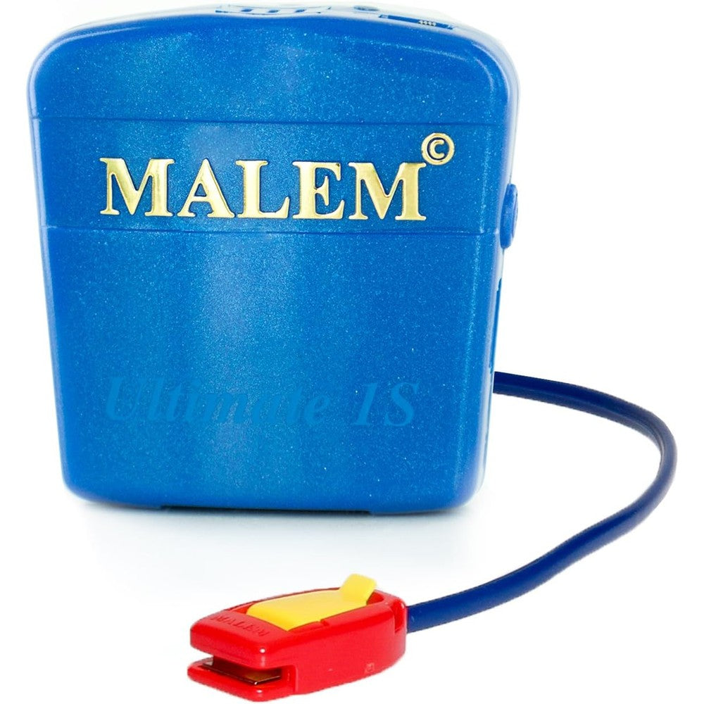 Malem Ultimate Selectable Bedwetting Enuresis Alarm Royal Blue front view medical grade bedwetting solution.