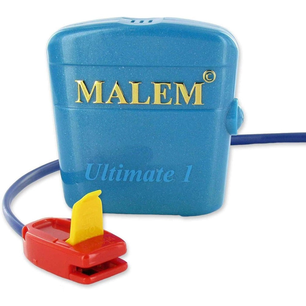 Malem Ultimate PRO Blue Bedwetting Alarm front view authentic enuresis trainer.