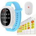 Tinyimi Wireless Bedwetting Alarm front view showing green watch face and sensor.