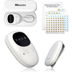 Maxsolve wireless bedwetting alarm system front view showing charging case and sensor