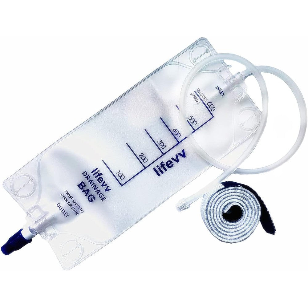 Lifevv 600ml Urine Drainage Bag front view medical supply