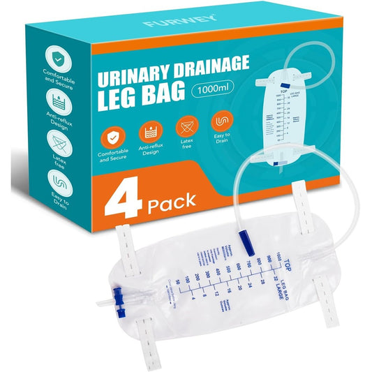 Furwey 4 pack 1000ml urinary leg catheter bags front view