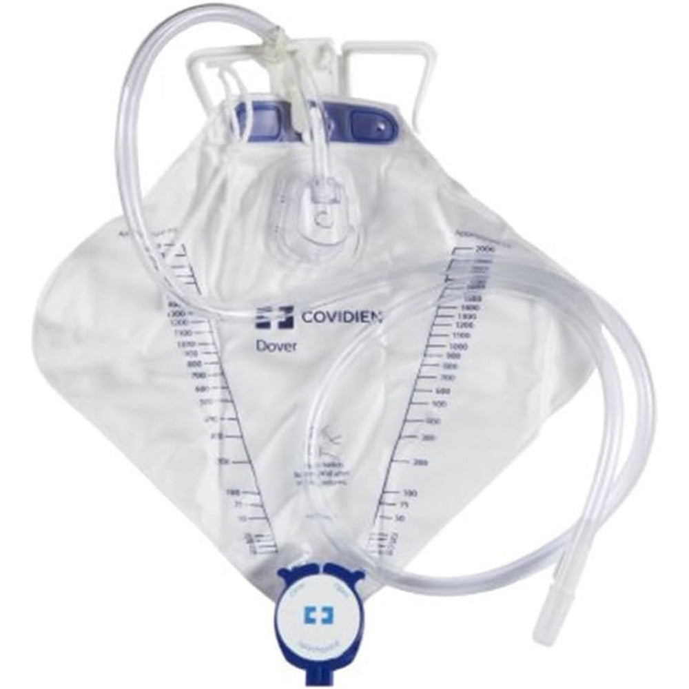 Curity Dover Anti-Reflux Drainage Bag front view with 2000 mL markings.