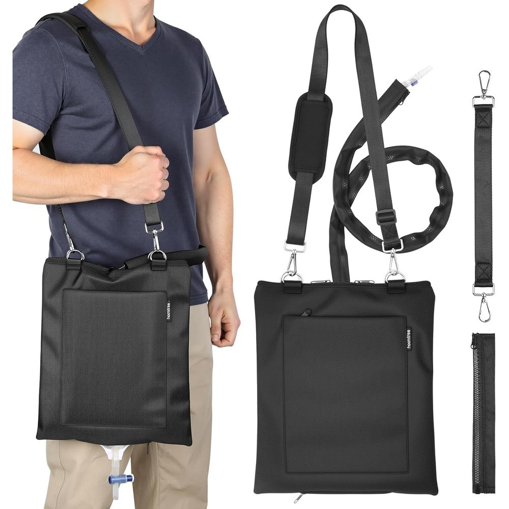 Hoomtree catheter bag holder front view with adjustable strap