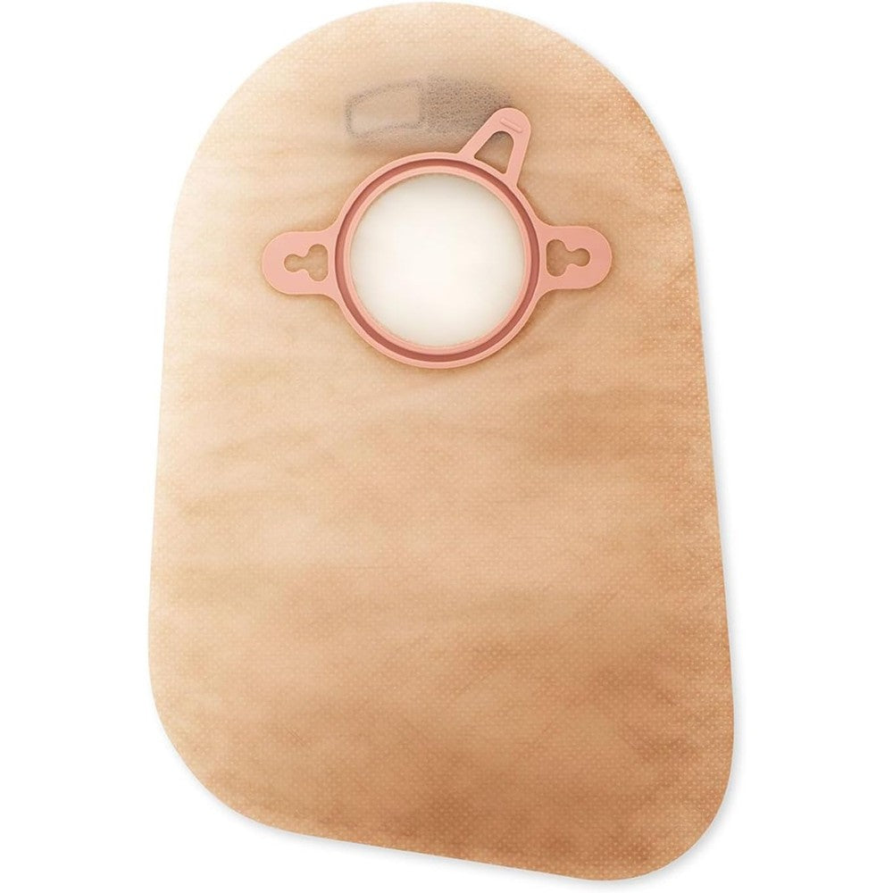 Hollister 18363 New Image two piece closed ostomy pouch front view showcasing transparent bag and coupling ring