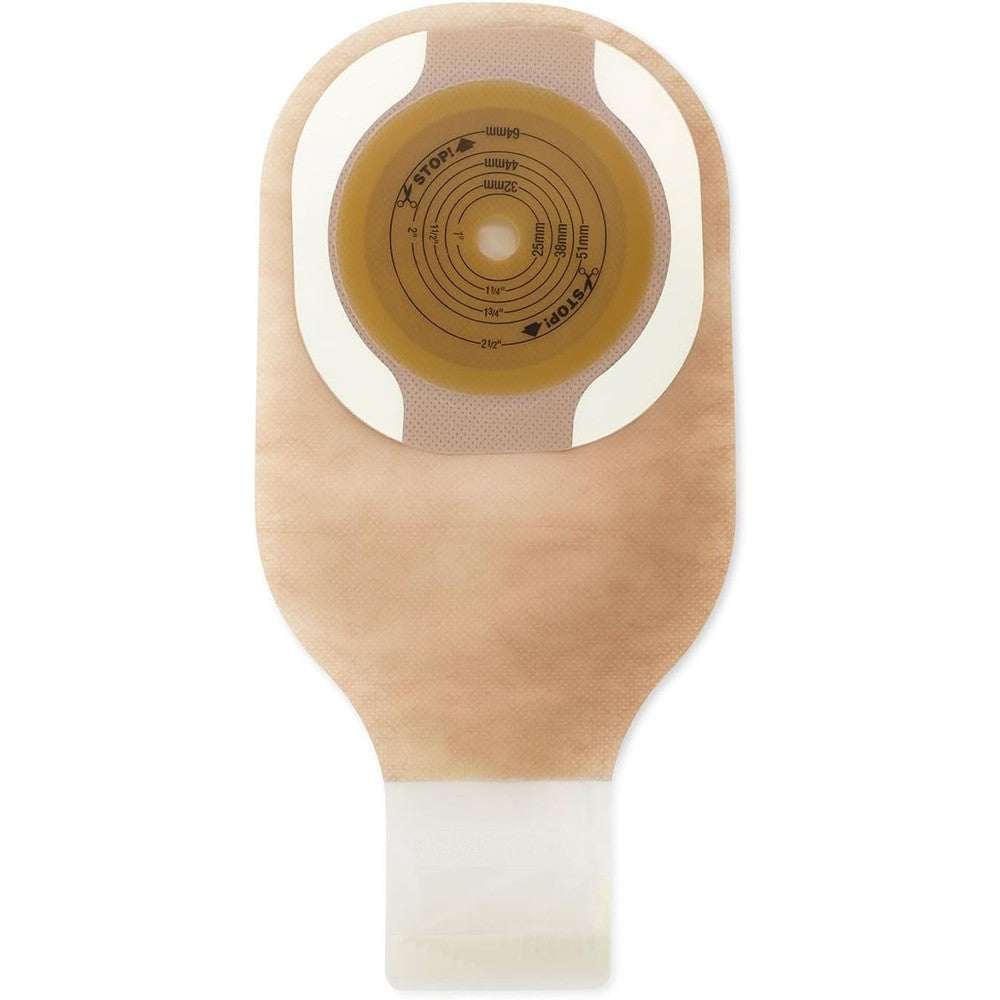 Hollister Premier One-Piece Drainable Ostomy Pouch 8331 front view showing flat skin barrier.