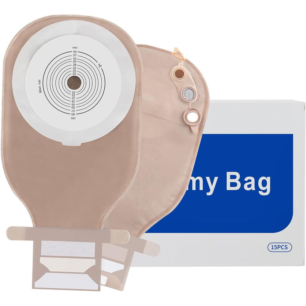 Maidwoc Steawoce one piece colostomy bags front view showcasing the cut to fit hydrocolloid barrier