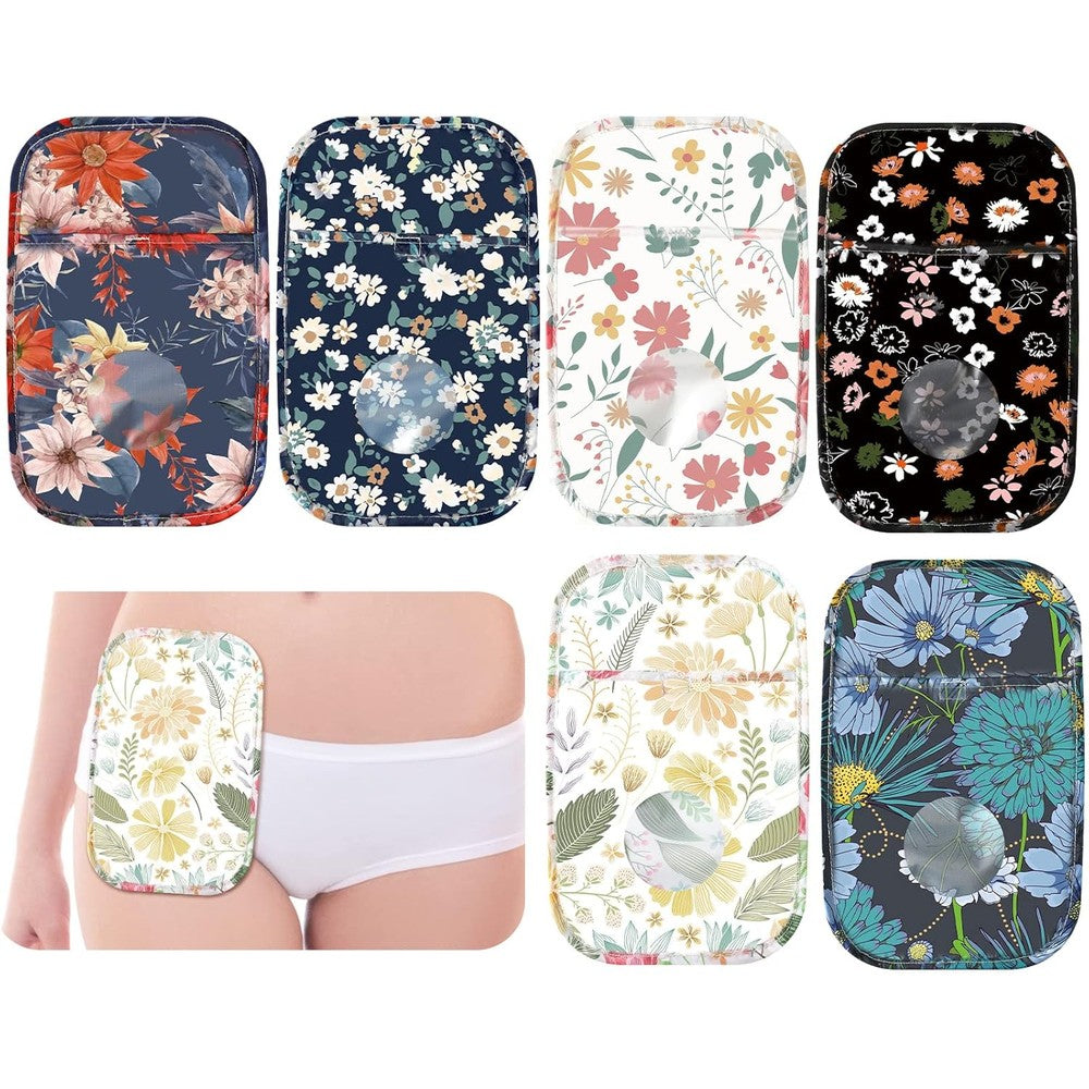 Sosation waterproof ostomy bag covers 6 pieces front view showing premium fabric textures
