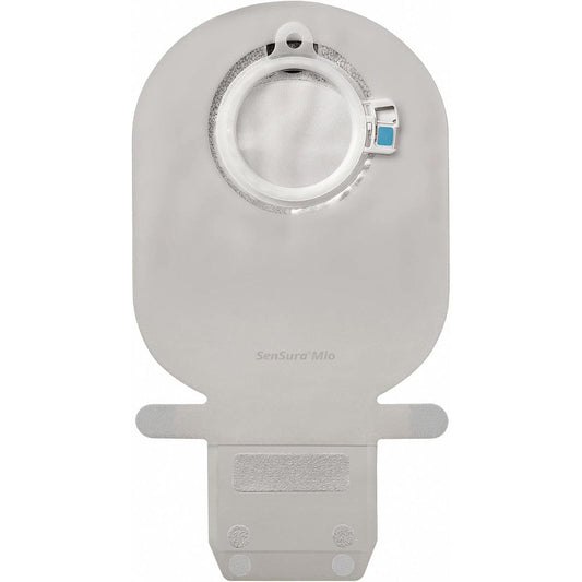 Coloplast SenSura Mio two piece drainable ostomy pouch 11472 front view showing neutral grey fabric
