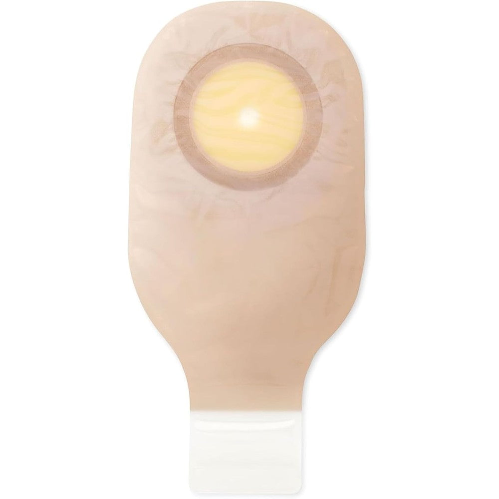Hollister Premier one-piece drainable ostomy pouch front view showing ultra-clear film and flat FlexWear skin barrier