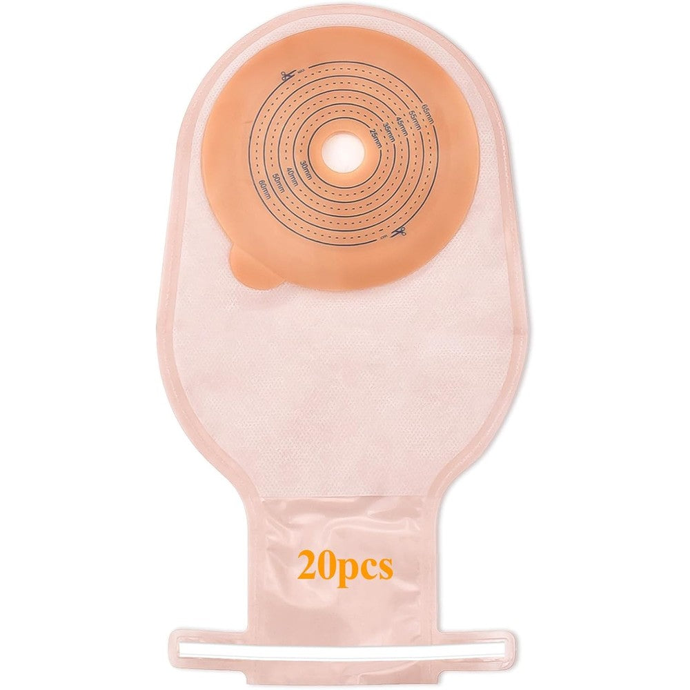 Eyourlife One Piece Drainable Colostomy Bags front view showing the hydrocolloid barrier and pre-printed cutting guides