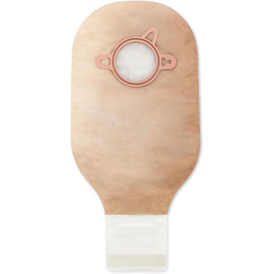 Hollister 18184 New Image Two Piece Drainable Ostomy Pouch front view of the packaging and product.