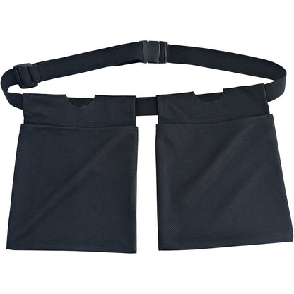 Heal n Hope breathable mastectomy drain holder front view showing black mesh pouch and belt