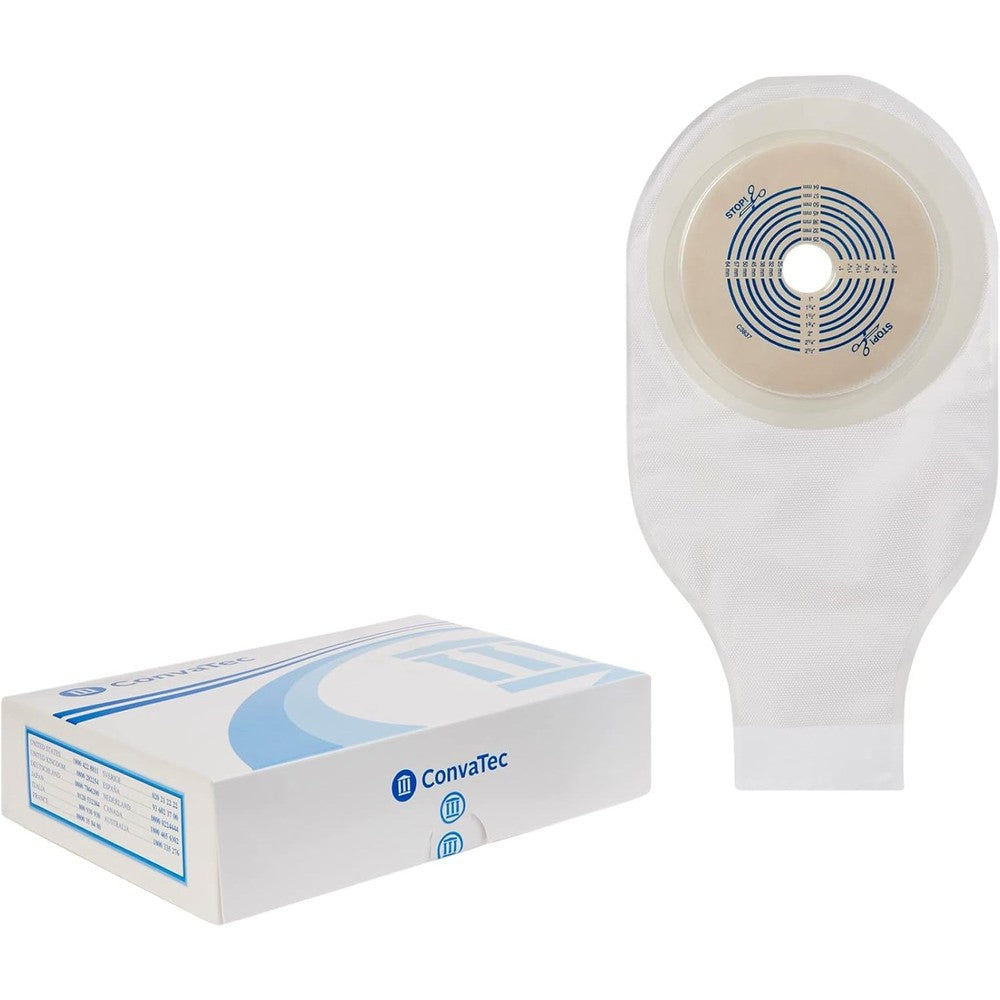 ConvaTec 22771 ActiveLife Cut to Fit Drainable Pouch pack of ten front view showing transparent design