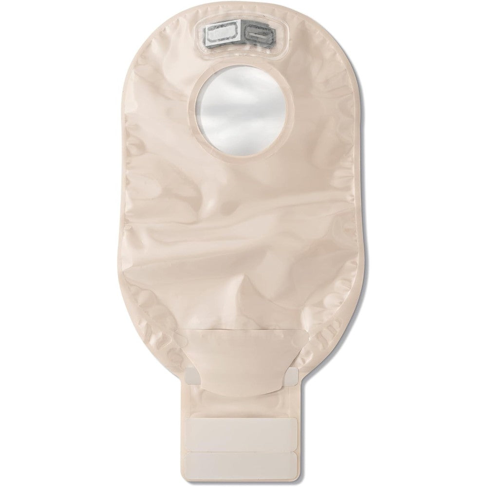 Hollister New Image two piece drainable ostomy pouch front view showcasing transparent film