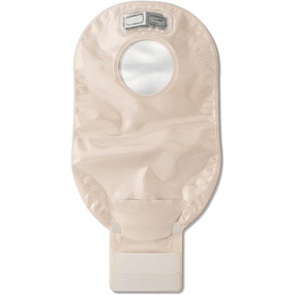Hollister New Image two piece drainable ostomy pouch front view showcasing transparent film