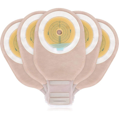 OUCHAN Carbou one piece drainable colostomy bags front view showcasing the cut to fit hydrocolloid barrier tape.