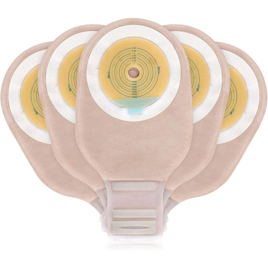 OUCHAN Carbou one piece drainable colostomy bags front view showcasing the cut to fit hydrocolloid barrier tape.